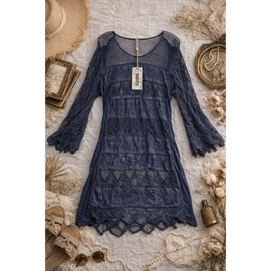 2/$30 NWT Monoreno Mini Dress S Purple Crochet Cover‎ Up Boho Fairy Whimsical